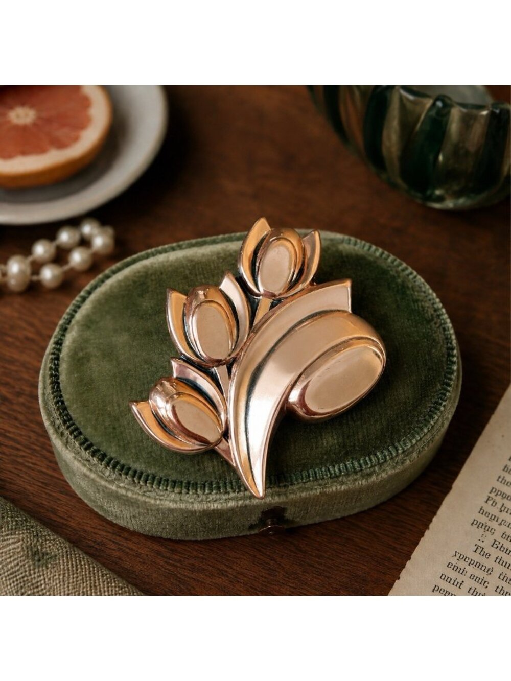 Vintage 60s Matisse Renoir Copper Tulip Brooch Modernist Floral Pin MCM Jewelry